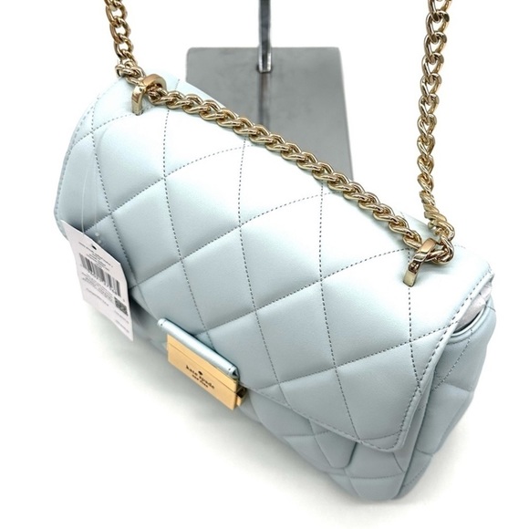 Kate Spade Carey Small Quilted Flap Shoulder Crossbody Bag Dewy Blue (NWT) - Picture 7 of 10